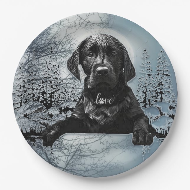 Black Labrador Retriever Welppy T - Shirt Throw Pi Pappteller (Vorderseite)