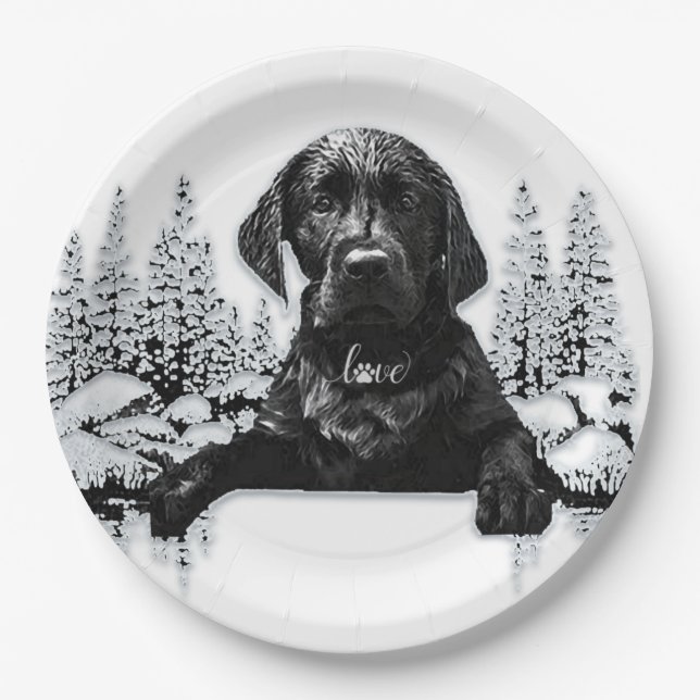 Black Labrador Retriever Welppy T - Shirt Throw Pi Pappteller (Vorderseite)