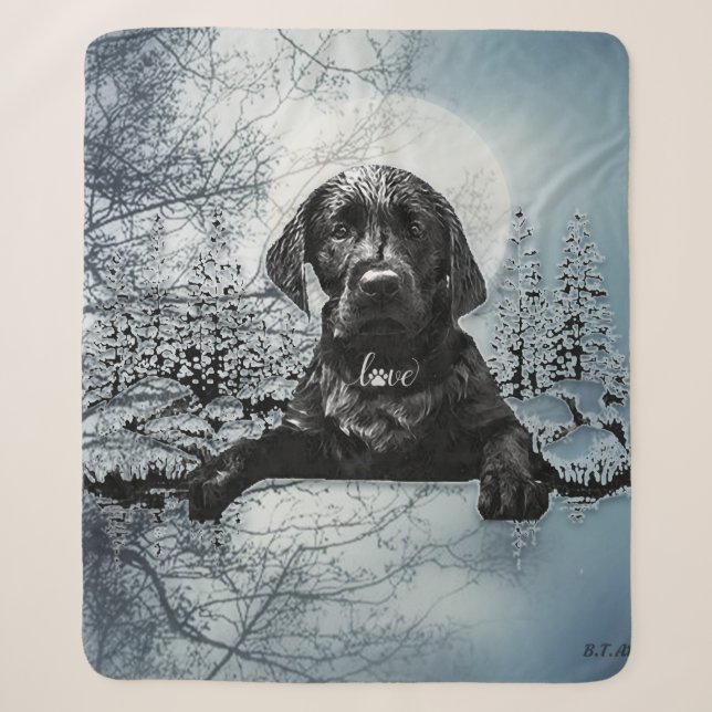 Black Labrador Retriever Welppy T - Shirt Throw Pi Sherpadecke (Vorderseite)