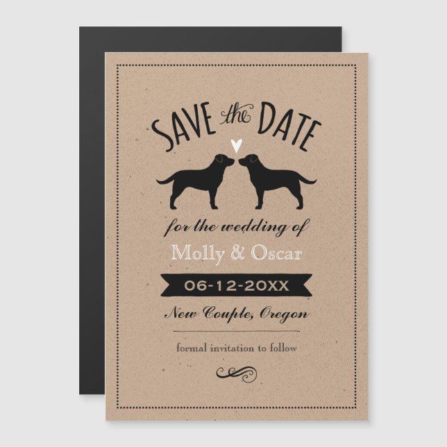 Black Labrador Retrievers Hochzeit Sichern Sie das Magneteinladung (Vorne/Hinten)