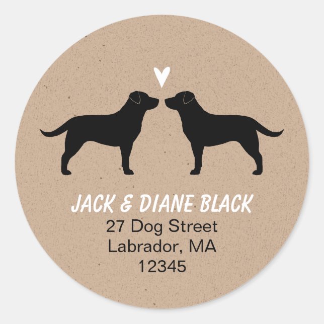 Black Labrador Retrievers-Rücksendeadresse Runder Aufkleber (Vorderseite)