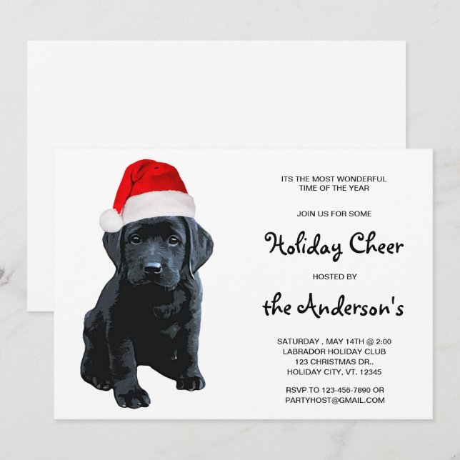 Black Labrador Santa Dog Frohe Weihnachten Einladung (Vorne/Hinten)