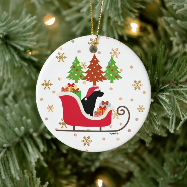 Black Labrador Silhouette Weihnachten Keramik Ornament (Baum)