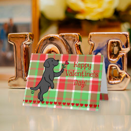 Black Labrador Tiny Heart Blume Valentine Feiertagskarte