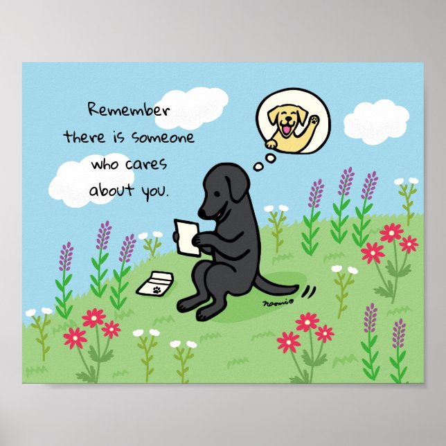 Black Labrador und Letter Jones Cares Poster (Vorne)