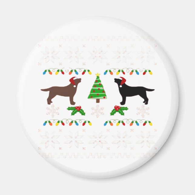 Black Labrador und Schokolade Labrador Happy Chris Magnet (Vorne)