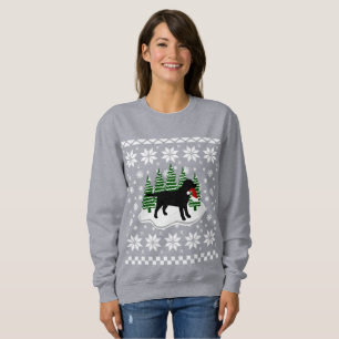 Black Labrador Weihnachten Evergreen Snowflakes Sweatshirt