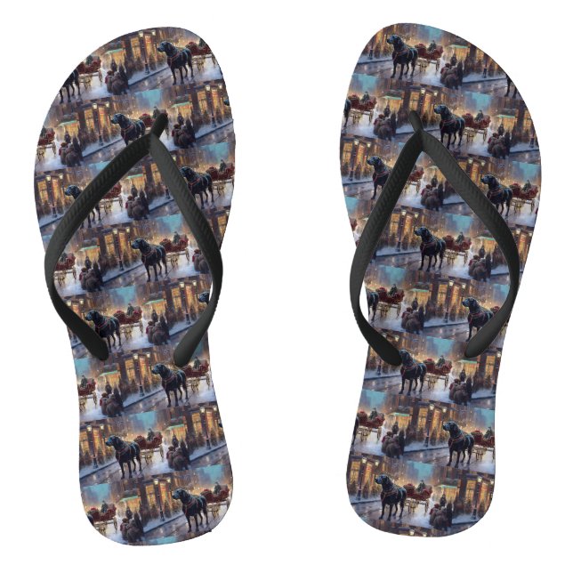 Black Labrador Weihnachten Flip Flops (Fußbett)