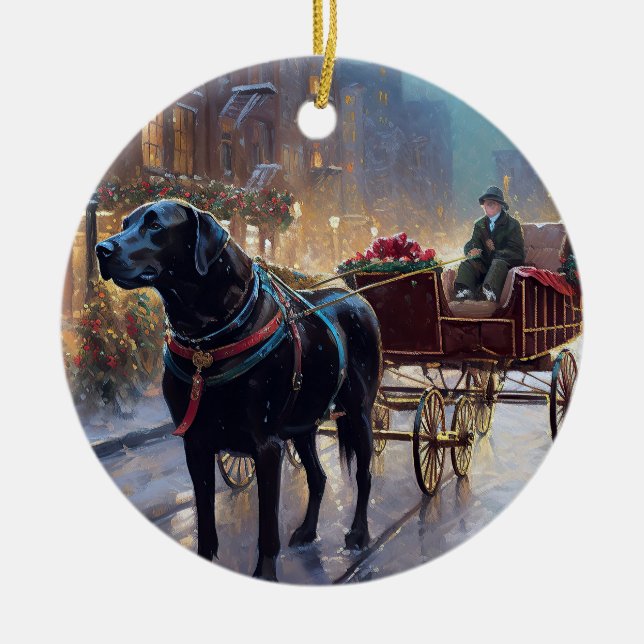 Black Labrador Weihnachten Keramik Ornament (Vorne)
