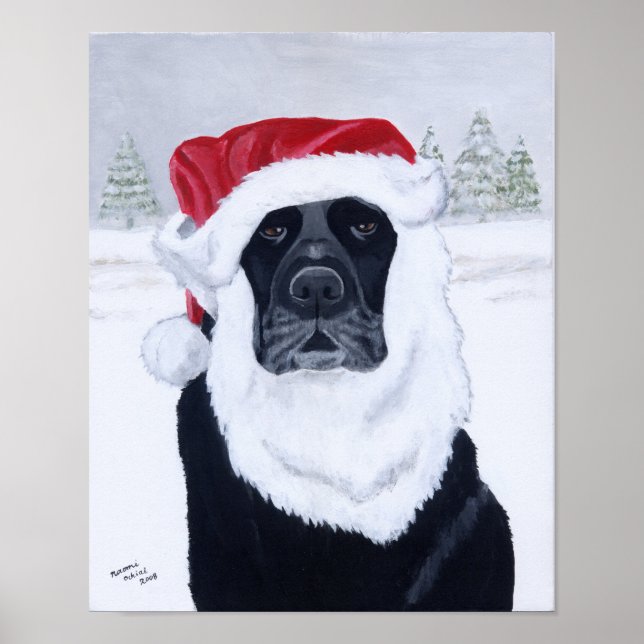 Black Labrador Weihnachtsbaum Poster (Vorne)