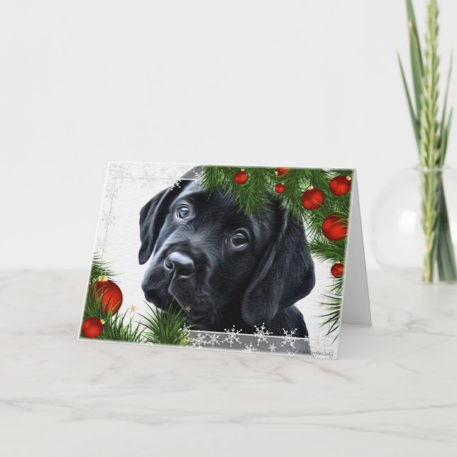 Black Labrador Weihnachtskarte Feiertagskarte (Vorderseite)