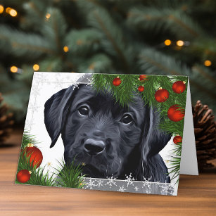 Black Labrador Weihnachtskarte Feiertagskarte