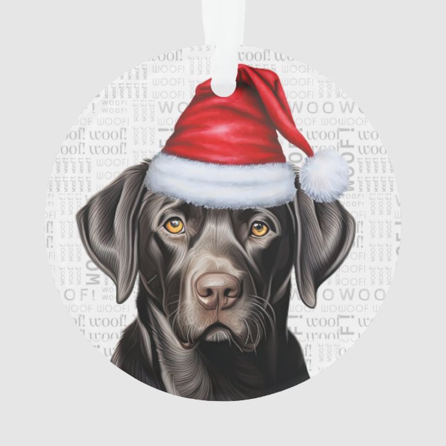 Black Labrador with Name and Foto Christmas Ornament (Rückseite)