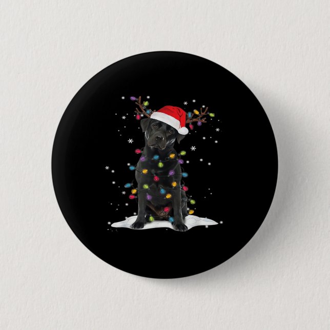 Black Labrador Xmas Hund Weihnachtsbaum Light Clas Button (Vorderseite)