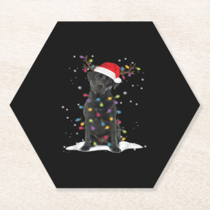 Black Labrador Xmas Hund Weihnachtsbaum Light Clas Untersetzer
