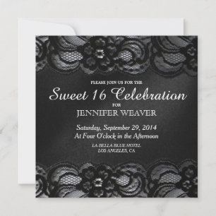 Black Lace and Satin Sweet 16 Celebration Party Einladung