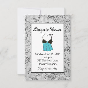 Black Lace Aqua Lingerie Bridal Dusche Einladungen
