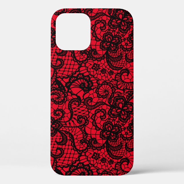 Black Lace auf Red Case-Mate iPhone Case (Rückseite)