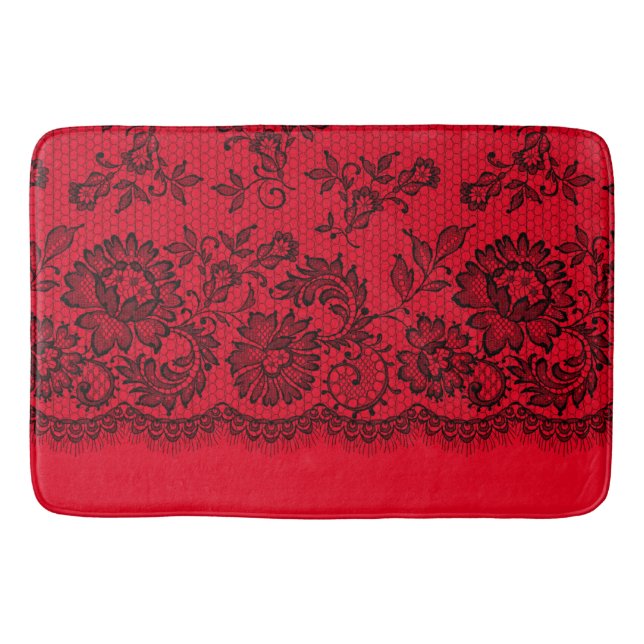 Black Lace auf Rot Badematte (Vorderseite)