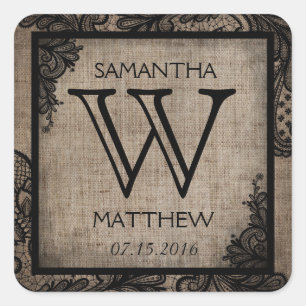 Black Lace Burlap Moderne Goth Mariage Étiquette c