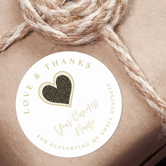 Black Lace Effect Heart Love & Thanks Supporting  Runder Aufkleber (Von Creator hochgeladen)