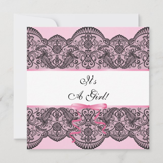 Black Lace Girl Baby Dusche Einladung (Vorderseite)