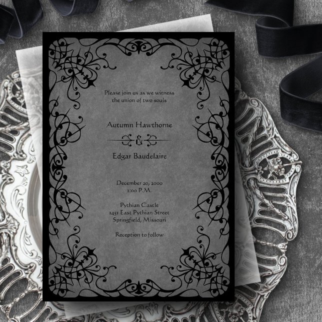 Black Lace Gothic Wedding Einladung (Von Creator hochgeladen)