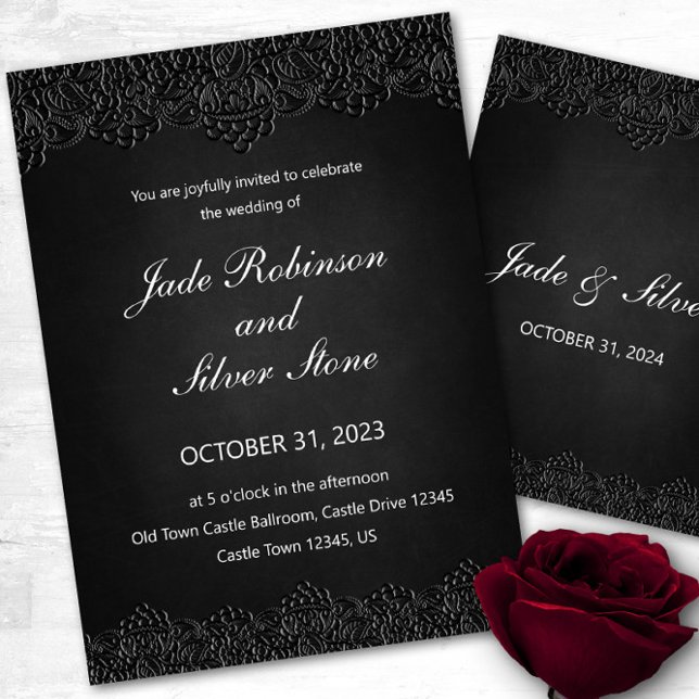 Black Lace Gothic Wedding Einladung, Viktorianisch Einladung (Black lace wedding invitation, gothic wedding invitation)