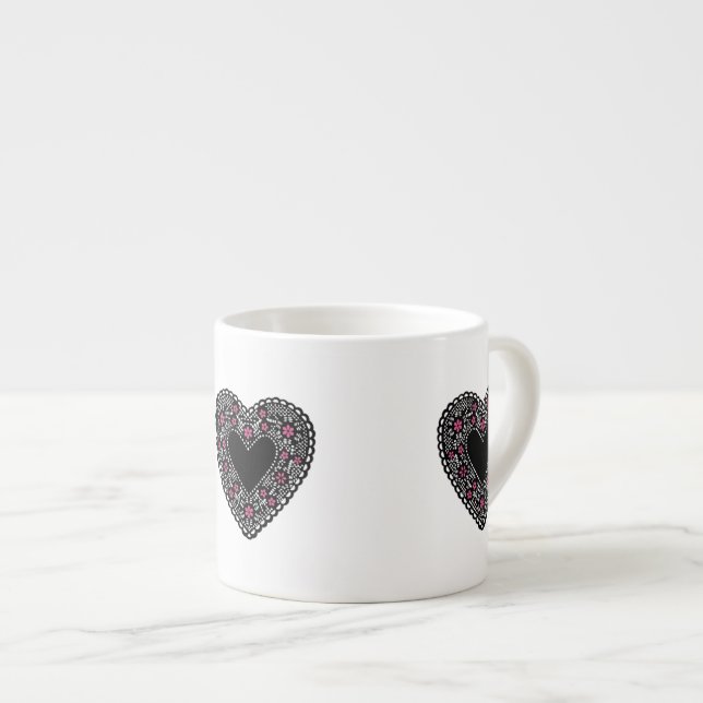 Black Lace Heart Espressotasse (Vorderseite Rechts)
