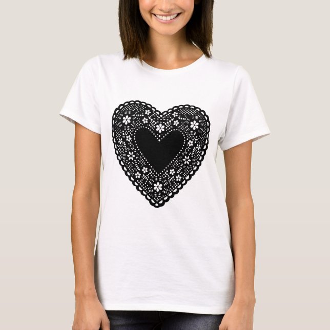 Black Lace Heart T-Shirt (Vorderseite)