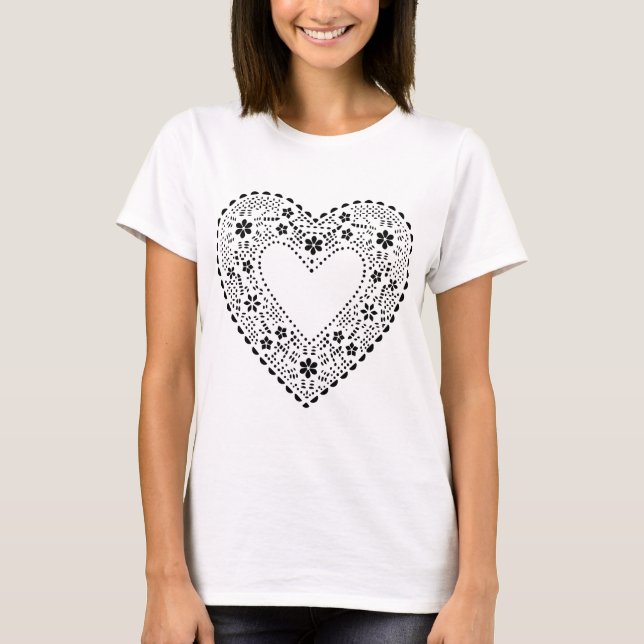 Black Lace Heart T-Shirt (Vorderseite)