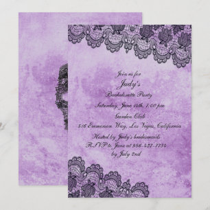 Black Lace Lila Gothic Junggeselinnen-Abschied Einladung