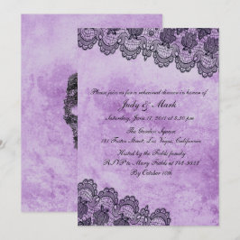 Black Lace Lila Gothic Wedding Probe Dinner Einladung