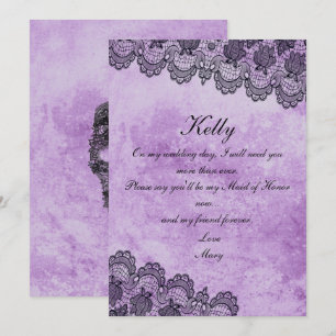 Black Lace Lila Gothic Wedding Trauzeugin Einladung