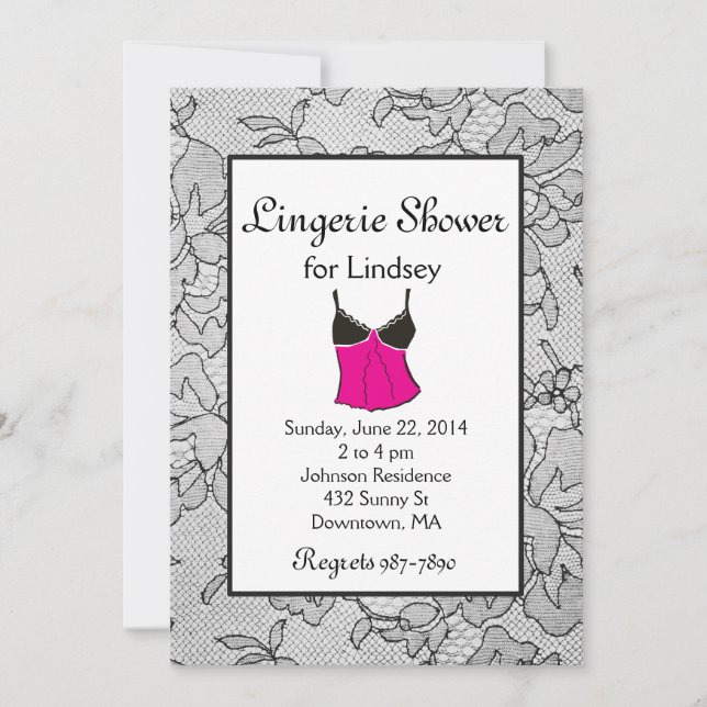 Black Lace Lingerie Brautparty Einladungen (Vorderseite)
