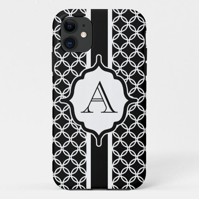 Black Lace Mit Monogramm iPhone Case Mate (Rückseite)