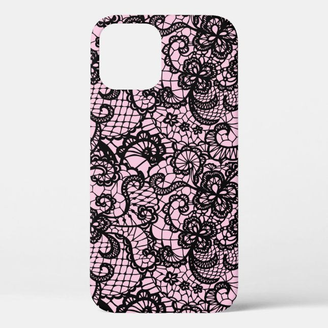 Black Lace on Pink Case-Mate iPhone Case (Rückseite)