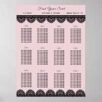 Black Lace on Soft Pink Custom Seating Chart