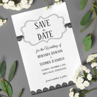 Black Lace on White Custom Save the Date