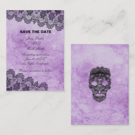 Black Lace Purple Gothic Wedding Save Mitteilungskarte