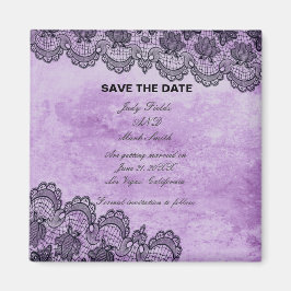 Black Lace Purple Gothic Wedding Save The Date Magnet