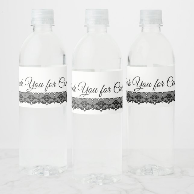 Black Lace Water Bottle Labels for Wedding (Flaschen)
