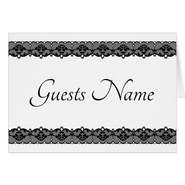 Black Lace Wedding Blank Guests Name Card (Vorderseite (Horizontal))