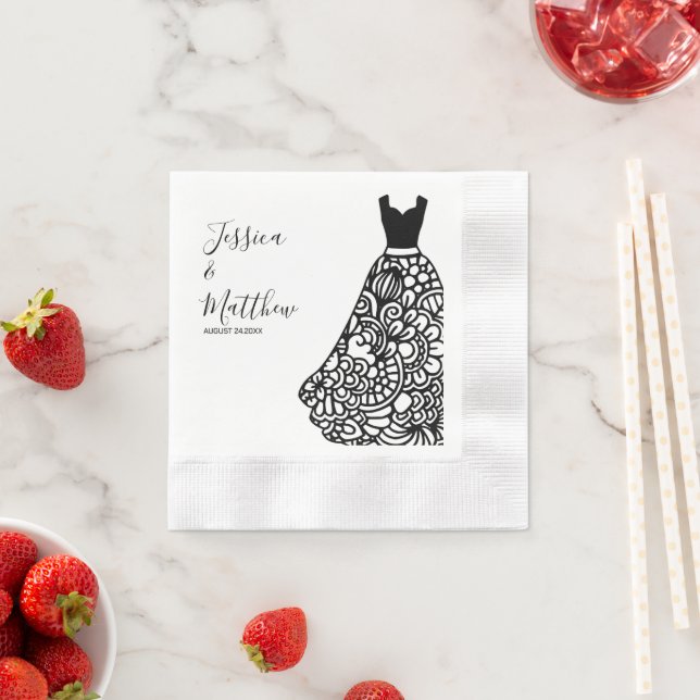 Black Lace Wedding Dress Serviette (Beispiel)