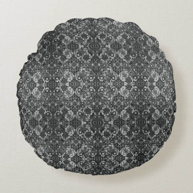Black Lacework Artists Rundes Kissen (Vorderseite)