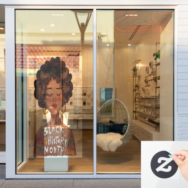 Black Lady & Typografy Black History  Fensteraufkleber (Schaufenster)