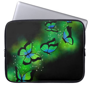 Black Laptop Bag mit Neon Green Butterfells Laptopschutzhülle