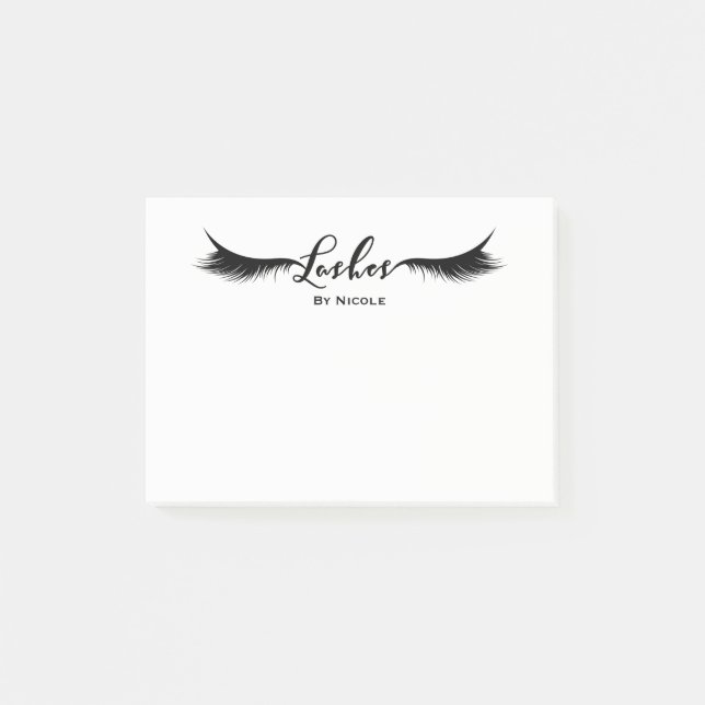 Black Lashes Eyelashes Modernes Glam Personalisier Post-it Klebezettel (Vorderseite)