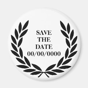 Black Laurel Wreath Rett-the-Date Magnet