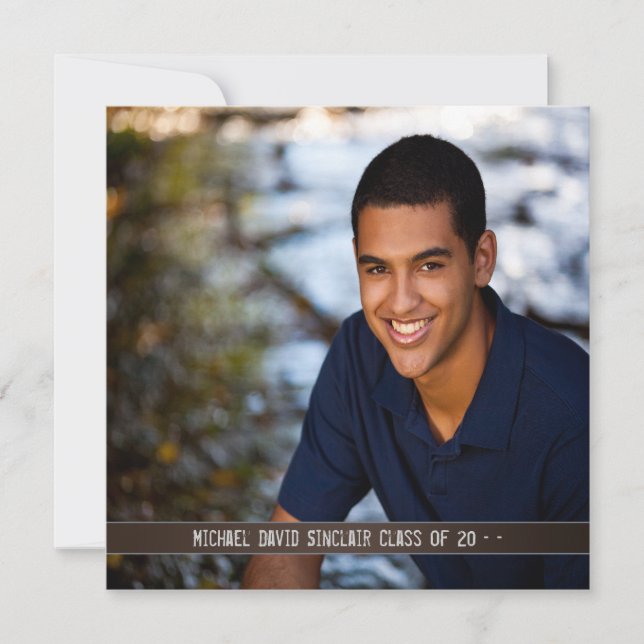 Black Leather Boys Photo Graduation Faire-part (Devant)